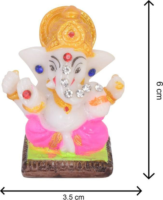 Chatri Aasan Ganesh Idols Decorative Showpiece - 6 cm (Polyresin, Gold)