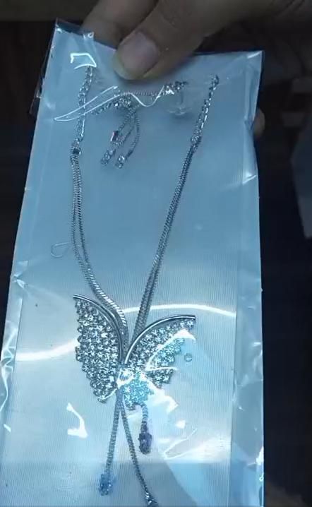 ๐ Butterfly Pendant Necklace with Earrings โ Elegant Silver Party Wear Jewelry ๐