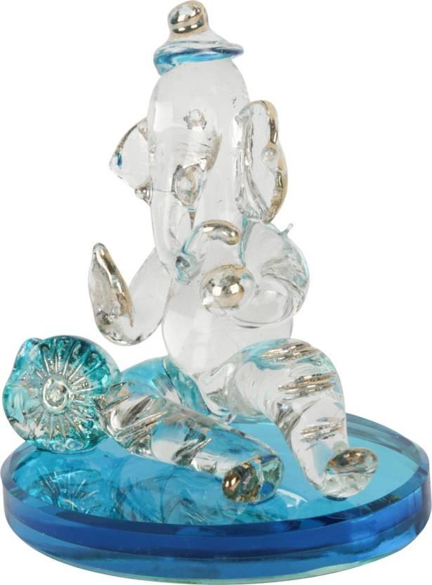 Ganpati Sitting Statue Decorative Showpiece - 18 cm��(Crystal, Multicolor)