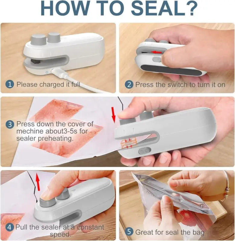 2 in 1 USB Portable Sealing Machine – Mini Heat Sealer & Cutter for Food Storage Bags