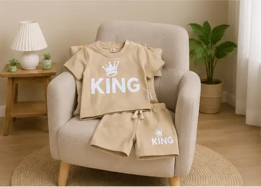 Kids Cotton Summer Clothing Set – Printed T-Shirt & Shorts (0-6 Years)
