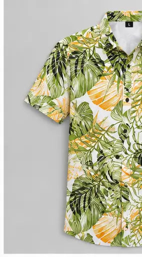 Scaglia Printed Green Cotton Shirt for Men – Short Sleeve Regular Fit Casual & Office Wear