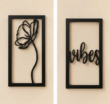 Wooden Wall Decor Set (Pack of 6) | Modern MDF Wall Hanging Art for Living Room, Bedroom & Home Decoration