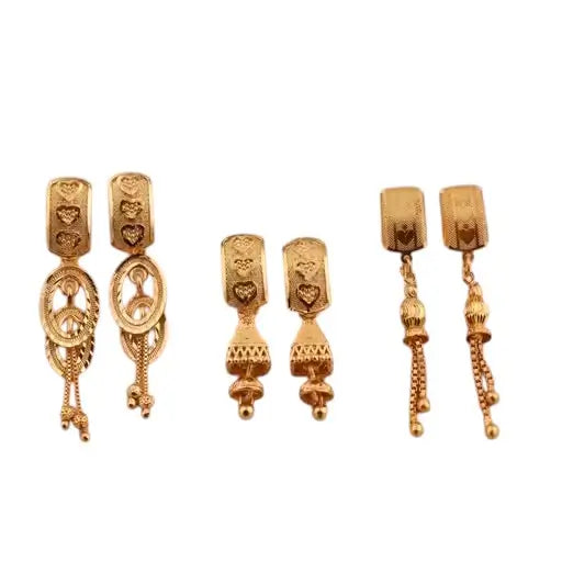 Combo Earrings for Women & Girls – Brass Gold Plated Drop Earrings