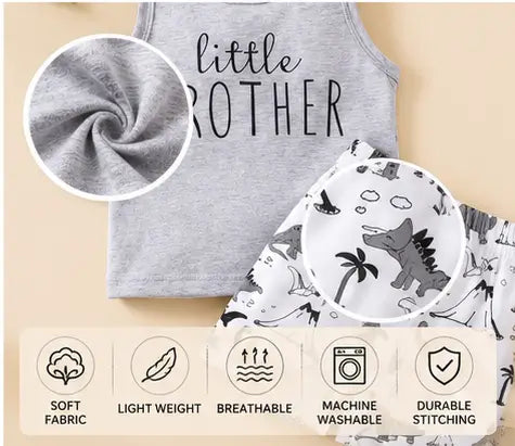 Kids Cotton Clothing Set – Printed Sleeveless Top & Shorts (0-5 Years)