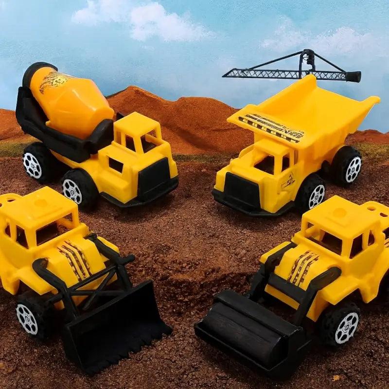 Kids Construction Excavator & Vehicle Set – Pack of 6 Plastic Toys