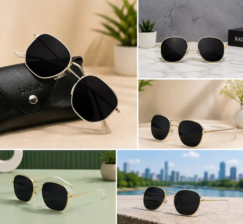 Men's Rectangular Metal Sunglasses – Stylish UV Protection Fashion Sunglasses for Men & Women