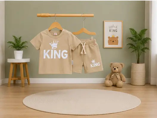 Kids Cotton Summer Clothing Set – Printed T-Shirt & Shorts (0-6 Years)