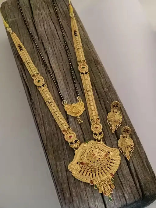 Trendy Gold Plated Brass Mangalsutra for Women – Adjustable Big Pendant Necklace
