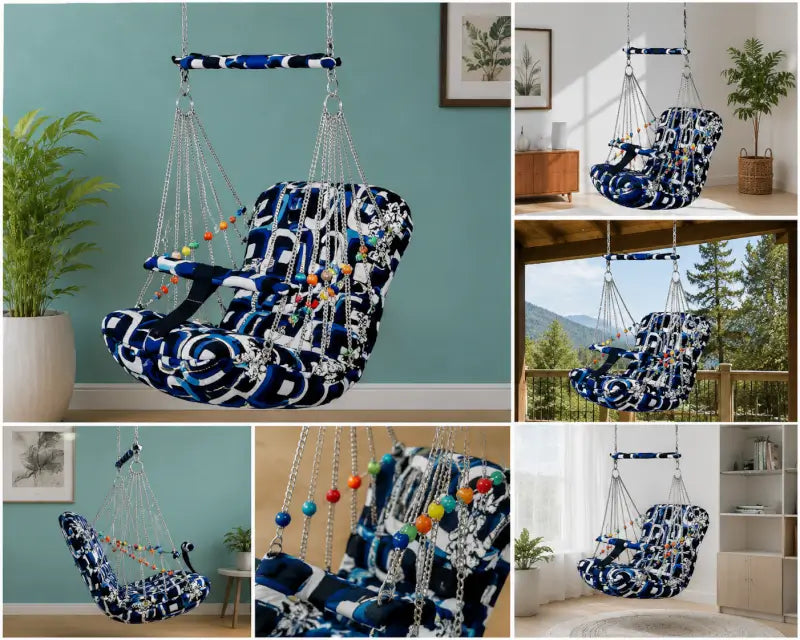 Cotton Baby Swing Chair – Foldable Hanging Jhula with Safety Belt for Kids | Washable Indoor & Outdoor Baby Swing