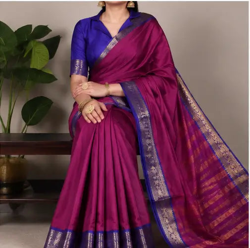 Special Paithani Silk Saree for Women with Art Silk Blouse Piece, Free Size