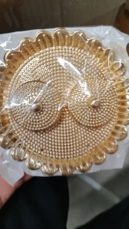 Golden Designer Pooja Thali Set with Kumkum & Diya Holders – Decorative Puja Plate for Festivals, Aarti & Home Temple