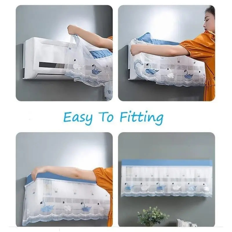Designer AC Cover for Split Air Conditioners, Dustproof & Washable, Foldable Indoor Cover for 1 Ton AC, Premium Embroidery Work (Mix Design)
