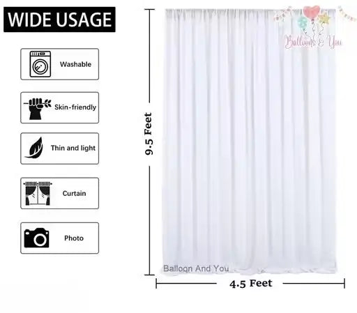 Romantic Decoration Set with White Net, LED Lights, and Foil Balloons