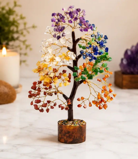 7 Chakra Crystal Tree for Positive Energy – Natural Gemstone Money Tree for Reiki Healing, Feng Shui, Vastu & Home Décor