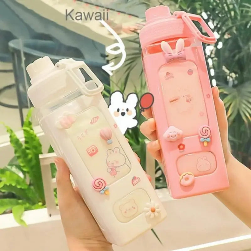 700ml Kawaii Water Bottle with Straw – Cute Plastic Bottle