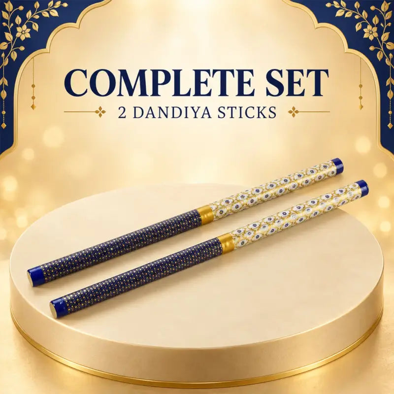Decorative Wooden Dandiya Sticks with Printed Foil Wrap – 2 Pc