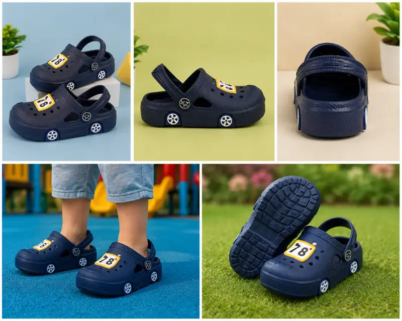 Kids  Clogs Sandals with Sling Back Strap Anti Skid Lightweight Casual Footwear for Boys and Girls Blue