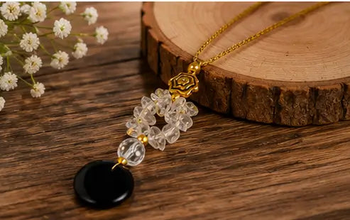 Lumba Twinkling Chunky Rakhi – Premium White Quartz & Black Onyx Beaded Lumba Rakhi for Bhabhi | Elegant Raksha Bandhan Bracelet