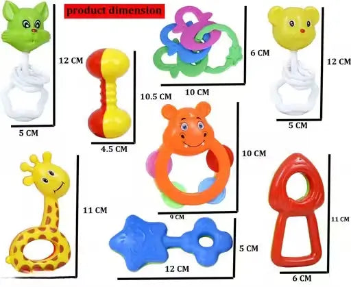 8 Piece Colorful Baby Rattle & Teether Toy Set | BPA-Free Musical Sensory Toys for Newborns, Infants & Toddlers