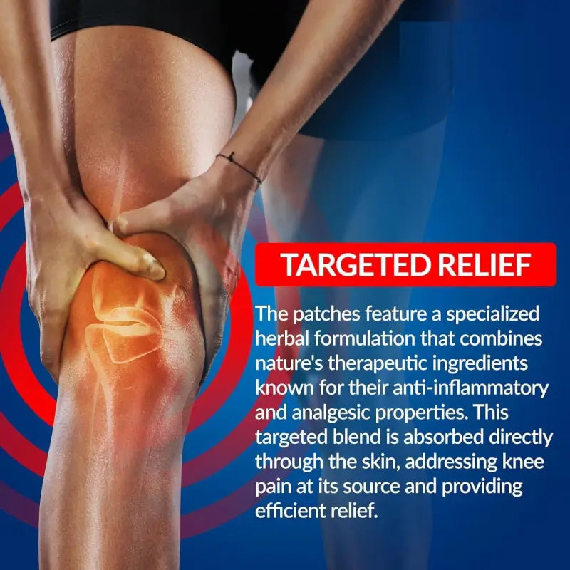Knee Pain Relief Patches - Natural Herbal Knee Patch for Pain & Inflammation - Breathable, Long-Lasting, Comfortable, Non-Allergic - 10 Patches
