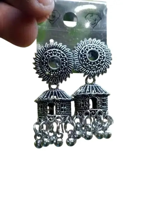 Jewellery Silver Ear Rings – Oxidised Silver, Adjustable Ethnic Casual Earrings