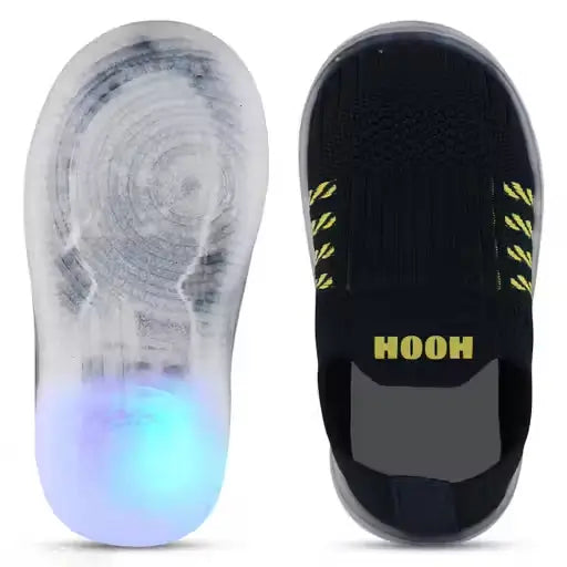 Kids LED Slip-On Navy Blue Sneakers Light-Up Casual Footwear Velcro Closure
