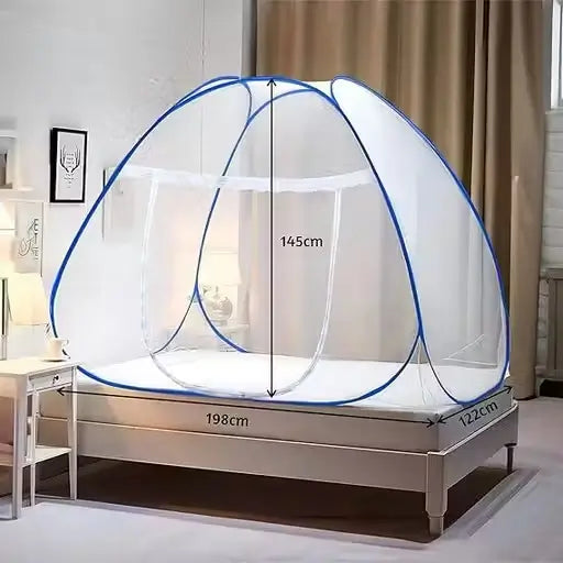 Foldable King Size Mosquito Net for Double Bed with Zipper Doors Strong Polyester Mesh Tent Style Machardani