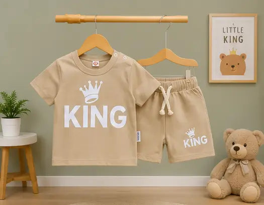 Kids Cotton Summer Clothing Set – Printed T-Shirt & Shorts (0-6 Years)