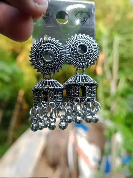 Jewellery Silver Ear Rings – Oxidised Silver, Adjustable Ethnic Casual Earrings