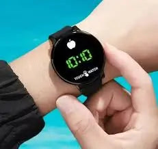 Top Trendy Touch Screen Digital Watch | Green LED, Black Round Dial, Rubber Strap, Unisex Casual Watch.