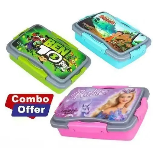 Lunch Box & Snack Box Combo for School – BPA Free, Air Tight, Microwave Safe (Pack of 3).