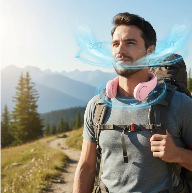 Portable Neck Fan – Hands Free Bladeless USB Rechargeable 360° Cooling Wearable Neck Fan