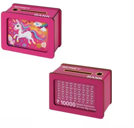 Magical Pink Unicorn Wooden Piggy Bank – Handcrafted Savings Box