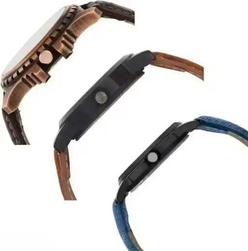 Attractive Men Multicolor Leather Analog Watch Combo