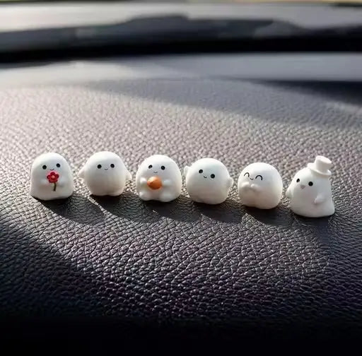 Ghost Mini Car Dashboard Showpiece Set (6 Pcs) – White