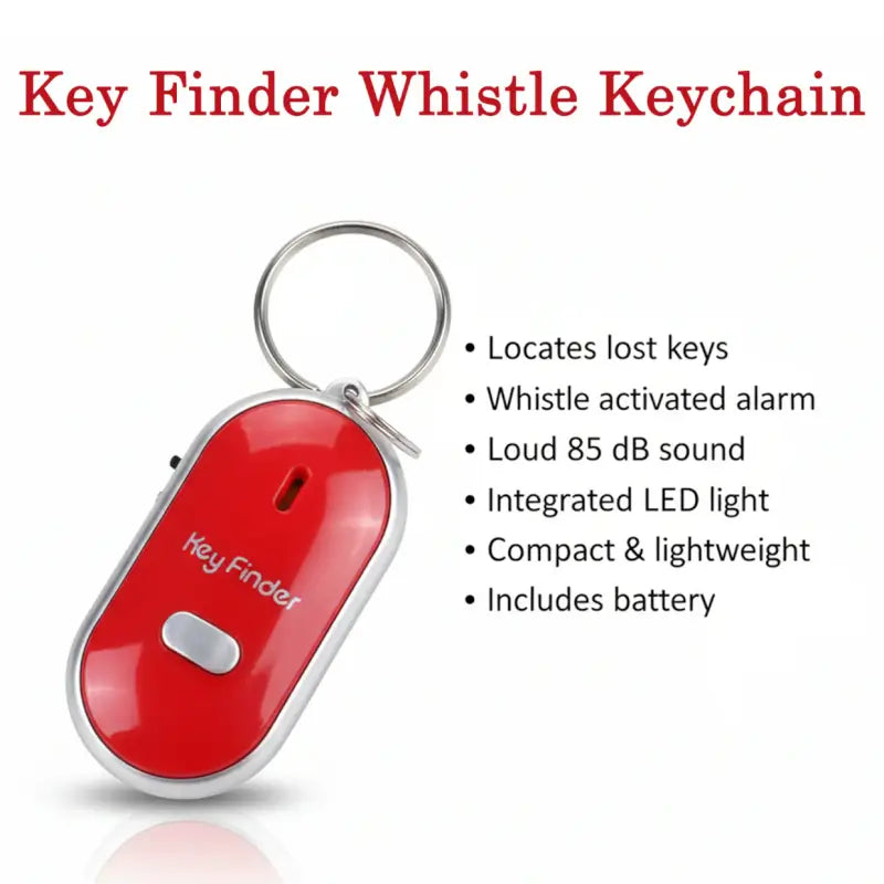 Anti-Lost Key Finder Whistle Keychain | Sound Activated LED Key Locator Alarm (1 Pc)