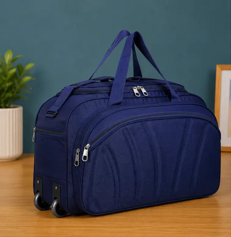 60L Travel Duffel Bag with Trolley Sleeve – Unisex Polyester Weekender Luggage Bag for Men & Women