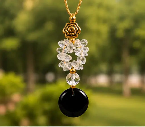 Lumba Twinkling Chunky Rakhi – Premium White Quartz & Black Onyx Beaded Lumba Rakhi for Bhabhi | Elegant Raksha Bandhan Bracelet