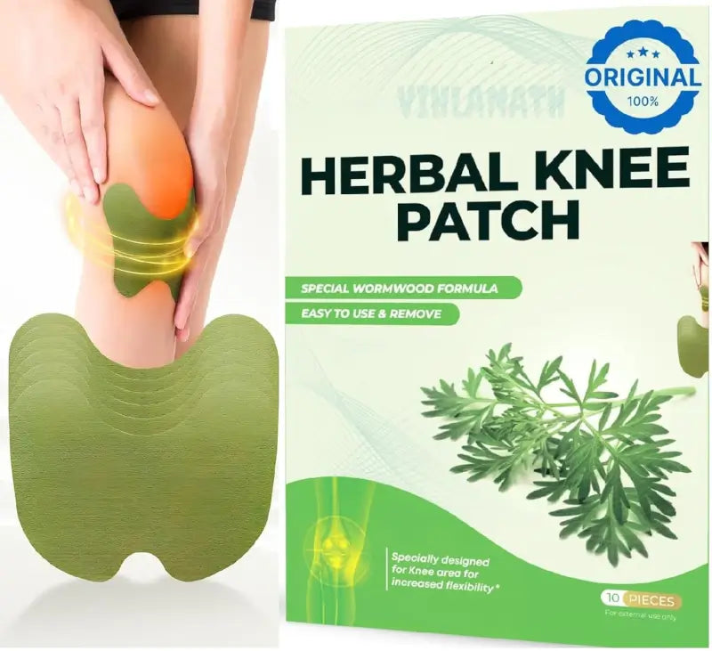 Knee Pain Relief Patches - Natural Herbal Knee Patch for Pain & Inflammation - Breathable, Long-Lasting, Comfortable, Non-Allergic - 10 Patches