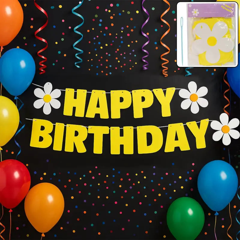 Birthday Banner Set – Vibrant Floral Happy Birthday Party Decoration