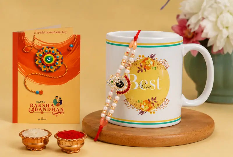 Rakhi Gift Combo with Coffee Mug – Premium Raksha Bandhan Gift Set for Brother, Bhaiya Bhabhi & Sister (4 Pieces)