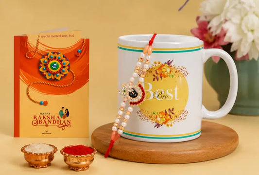 Rakhi Gift Combo with Coffee Mug – Premium Raksha Bandhan Gift Set for Brother, Bhaiya Bhabhi & Sister (4 Pieces)