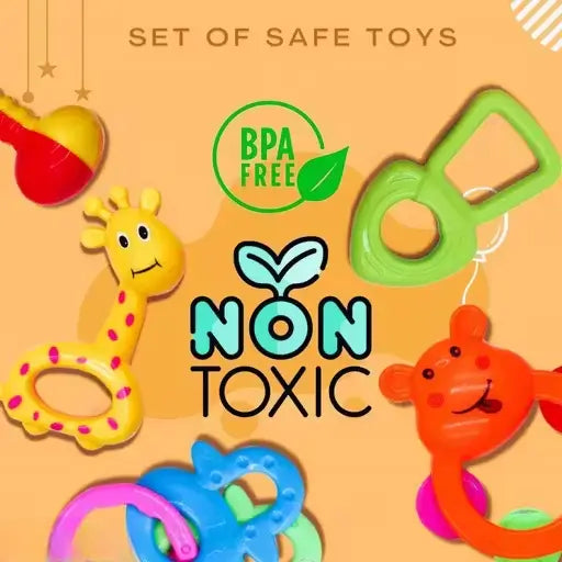 8 Piece Colorful Baby Rattle & Teether Toy Set | BPA-Free Musical Sensory Toys for Newborns, Infants & Toddlers