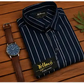 Men's Striped Cotton Casual Shirt – Full Sleeve Regular Fit Stylish Shirt for Office, Casual & Party Wear