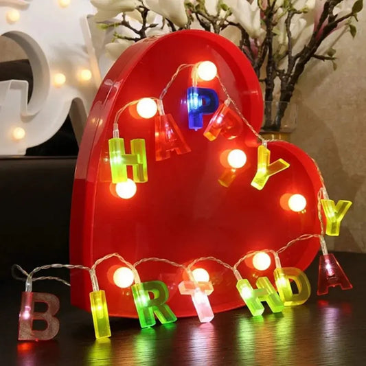 Happy Birthday LED String Lights  Battery Operated Colorful Party Decoration