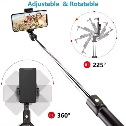 Bluetooth Expandable 3-in-1 Selfie Stick with Wireless Remote & Tripod Stand | Compatible with iPhone, iPad & Android.