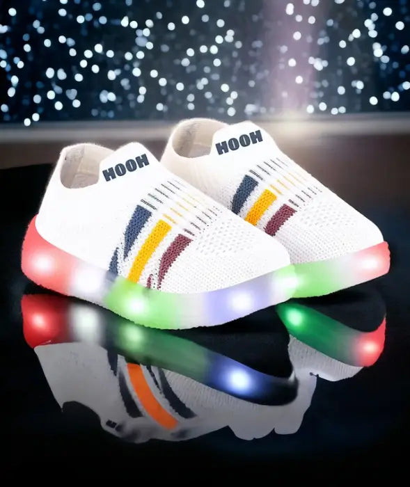 Kids LED Slip-On Navy Blue Sneakers Light-Up Casual Footwear Velcro Closure