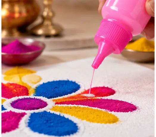 Pack of 10 Multicolor Rangoli Powder Squeeze Bottles – 1 Kg Rangoli Colour Set