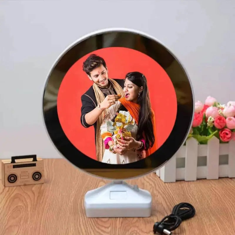 2 in 1 Modern Decorative Magic Mirror with LED Lights – Round Shape